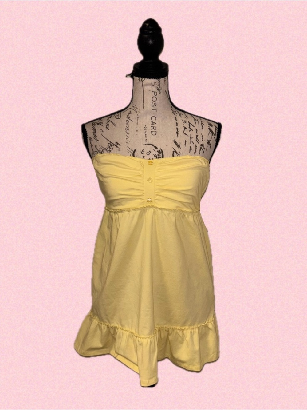 Yellow Strapless Ruffle Hem Tube Top